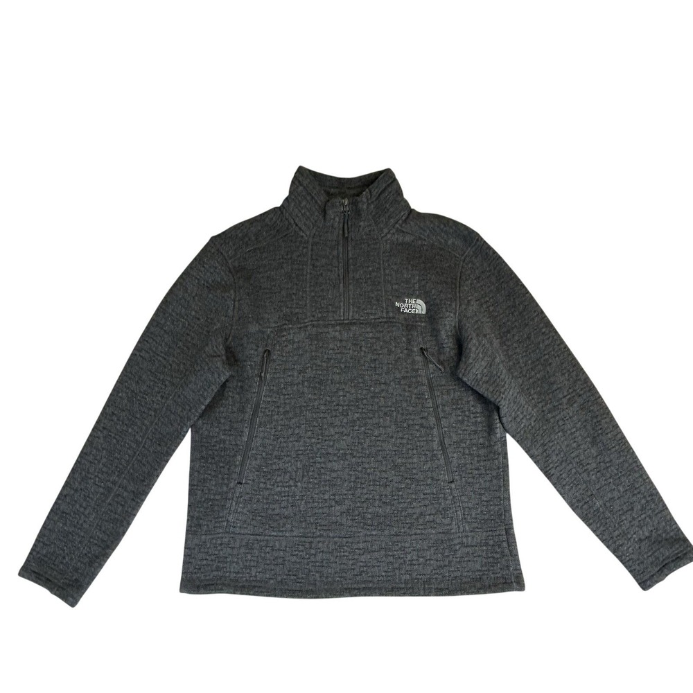 The North Face Gordon Lyons Sweater Mens Large Fleece 1/4 Zip Pullover Grey Sz L